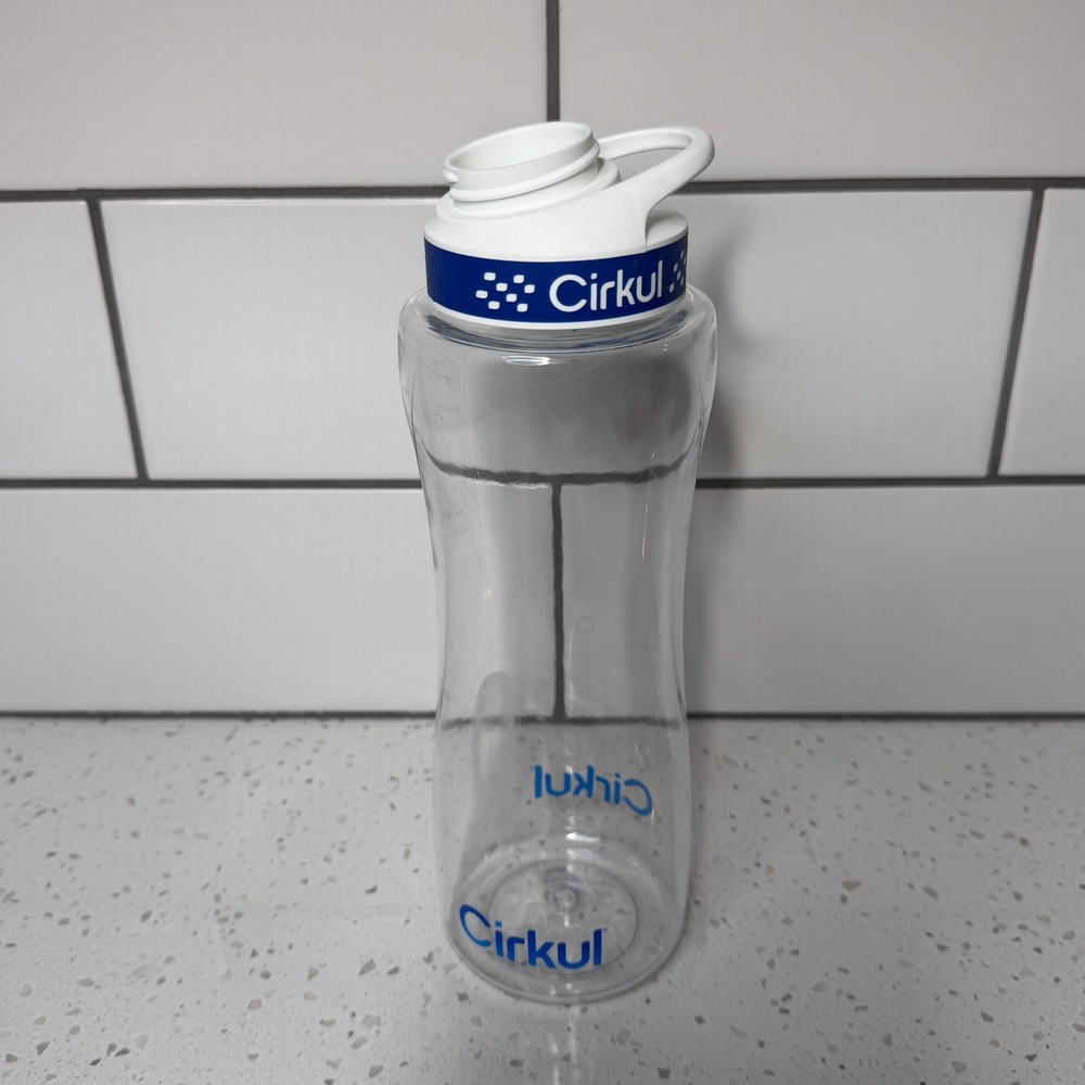 Cirkul 22oz Clear Plastic Water Bottle White Blue Flavor Cartridge Lid BPA Free